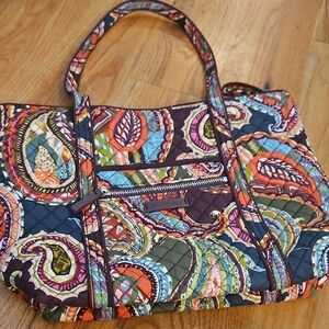 Vera Bradley Paisley Quilted Tote Bag with Double Handles With Small Makeup Bag